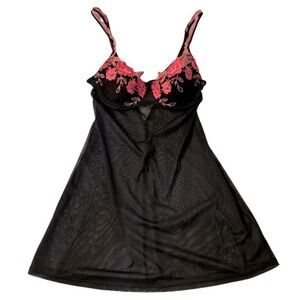 Victoria's Secret Black Chemise with Pink Lace